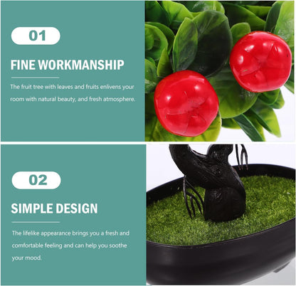 Artificial Fruit Tree with Pot Simulated Fruit Tree Faux Bonsai Ornament Desktop Decor for Indoor Home Office Living Room Faux 11.81 X 10.23 X 3.34 in