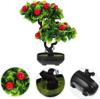 Artificial Fruit Tree with Pot Simulated Fruit Tree Faux Bonsai Ornament Desktop Decor for Indoor Home Office Living Room Faux 11.81 X 10.23 X 3.34 in