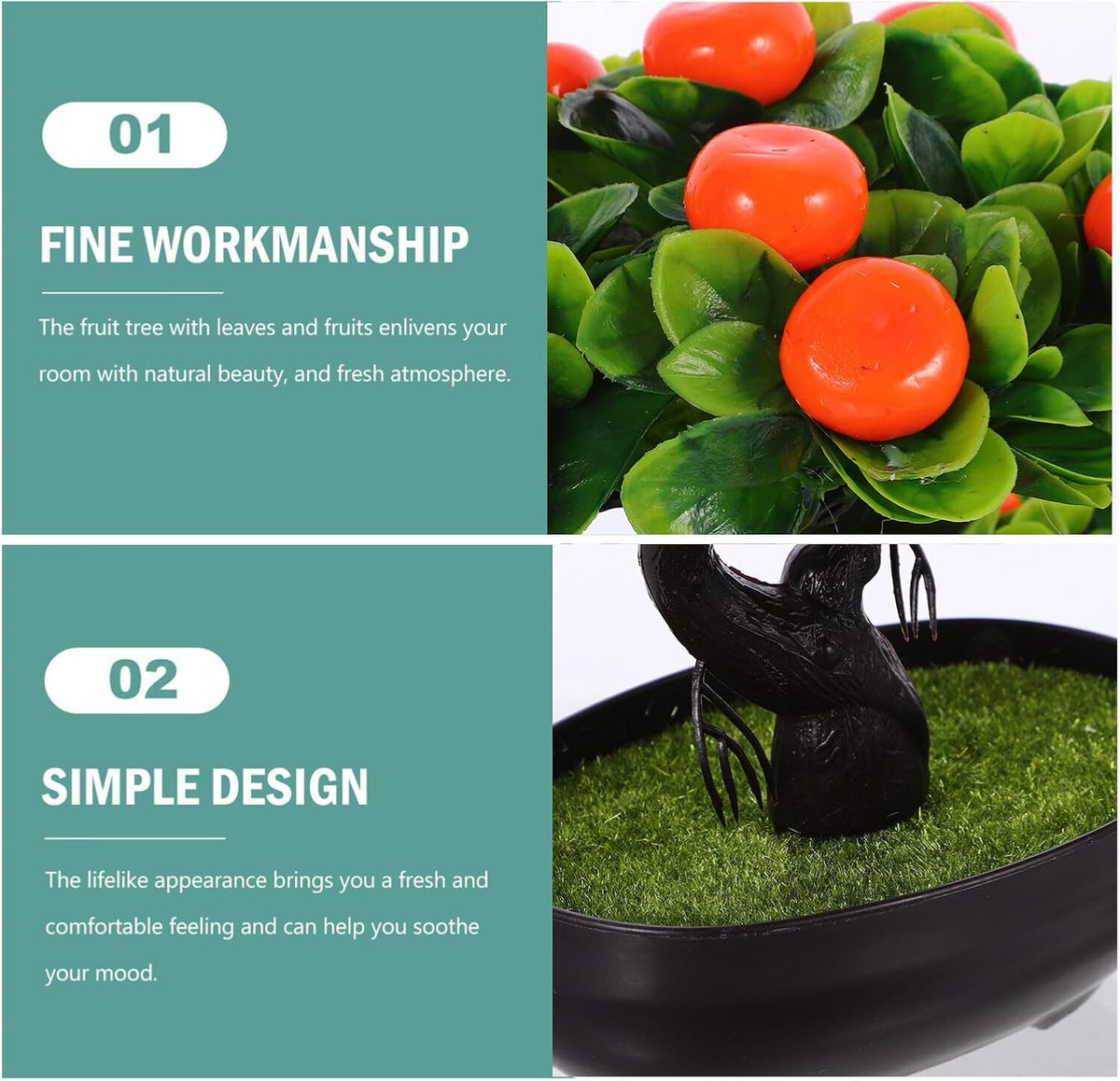 Artificial Fruit Tree with Pot Simulated Fruit Tree Faux Bonsai Ornament Desktop Decor for Indoor Home Office Living Room Faux 11.81 X 10.23 X 3.34 in