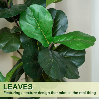 VIVATREES 5FT Fiddle Leaf Fig Artificial Tree with White Planter Pot,Faux Floor Plant, Indoor and Outdoor Fake Plants for Home Office Decor