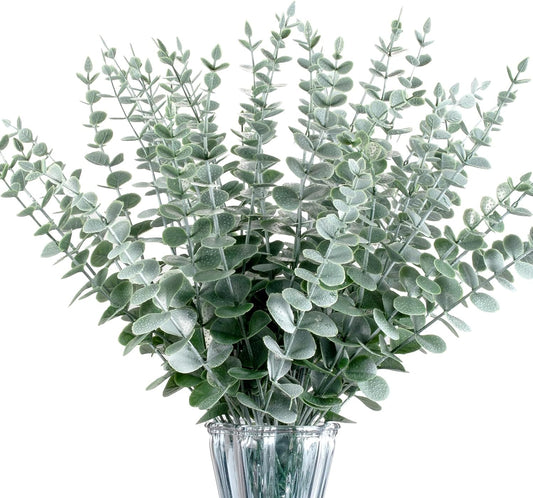 40pcs Eucalyptus Stems Artificial Eucalyptus Leaves Stems,Fake Eucalyptus Plants Real Touch Faux Flower for Home Office Flowers Bouquet Centerpiece Wedding Garden Decoration Farmhouse Home Decor