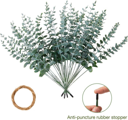 40pcs Eucalyptus Stems Artificial Eucalyptus Leaves Stems,Fake Eucalyptus Plants Real Touch Faux Flower for Home Office Flowers Bouquet Centerpiece Wedding Garden Decoration Farmhouse Home Decor