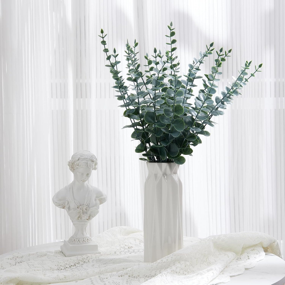 40pcs Eucalyptus Stems Artificial Eucalyptus Leaves Stems,Fake Eucalyptus Plants Real Touch Faux Flower for Home Office Flowers Bouquet Centerpiece Wedding Garden Decoration Farmhouse Home Decor