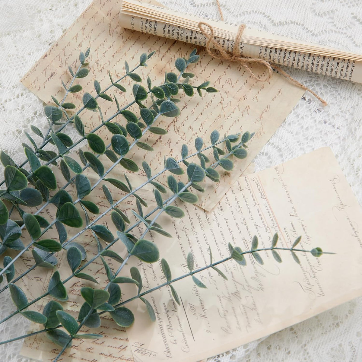 40pcs Eucalyptus Stems Artificial Eucalyptus Leaves Stems,Fake Eucalyptus Plants Real Touch Faux Flower for Home Office Flowers Bouquet Centerpiece Wedding Garden Decoration Farmhouse Home Decor