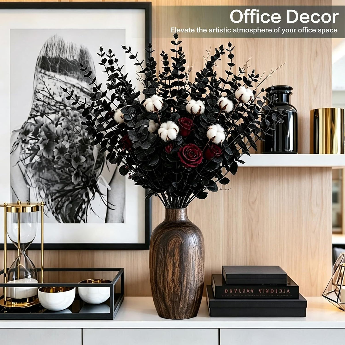 40pcs Eucalyptus Stems Artificial Eucalyptus Leaves Stems,Fake Eucalyptus Plants Real Touch Faux Flower for Home Office Flowers Bouquet Centerpiece Wedding Garden Decoration Farmhouse Home Decor