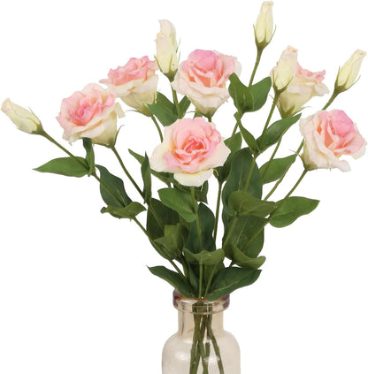 6PCS White Eustoma Lisianthus Artificial Flowers, 23.6" Real Touch Faux Lisianthus Flowers with Stems White Silk Flower for DIY Wedding Table Centerpiece Home Party Decor(White)