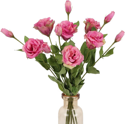 6PCS White Eustoma Lisianthus Artificial Flowers, 23.6" Real Touch Faux Lisianthus Flowers with Stems White Silk Flower for DIY Wedding Table Centerpiece Home Party Decor(White)