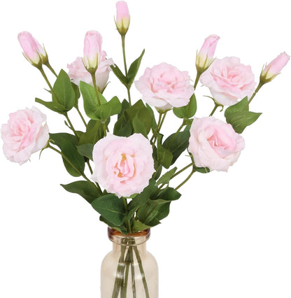 6PCS White Eustoma Lisianthus Artificial Flowers, 23.6" Real Touch Faux Lisianthus Flowers with Stems White Silk Flower for DIY Wedding Table Centerpiece Home Party Decor(White)