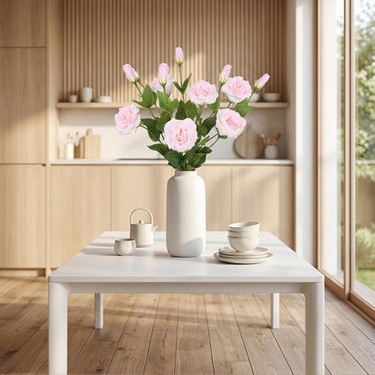 6PCS White Eustoma Lisianthus Artificial Flowers, 23.6" Real Touch Faux Lisianthus Flowers with Stems White Silk Flower for DIY Wedding Table Centerpiece Home Party Decor(White)