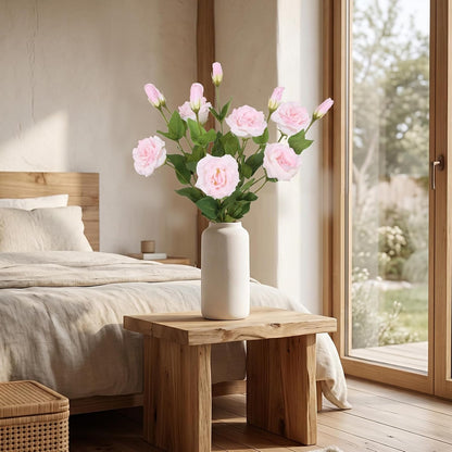 6PCS White Eustoma Lisianthus Artificial Flowers, 23.6" Real Touch Faux Lisianthus Flowers with Stems White Silk Flower for DIY Wedding Table Centerpiece Home Party Decor(White)