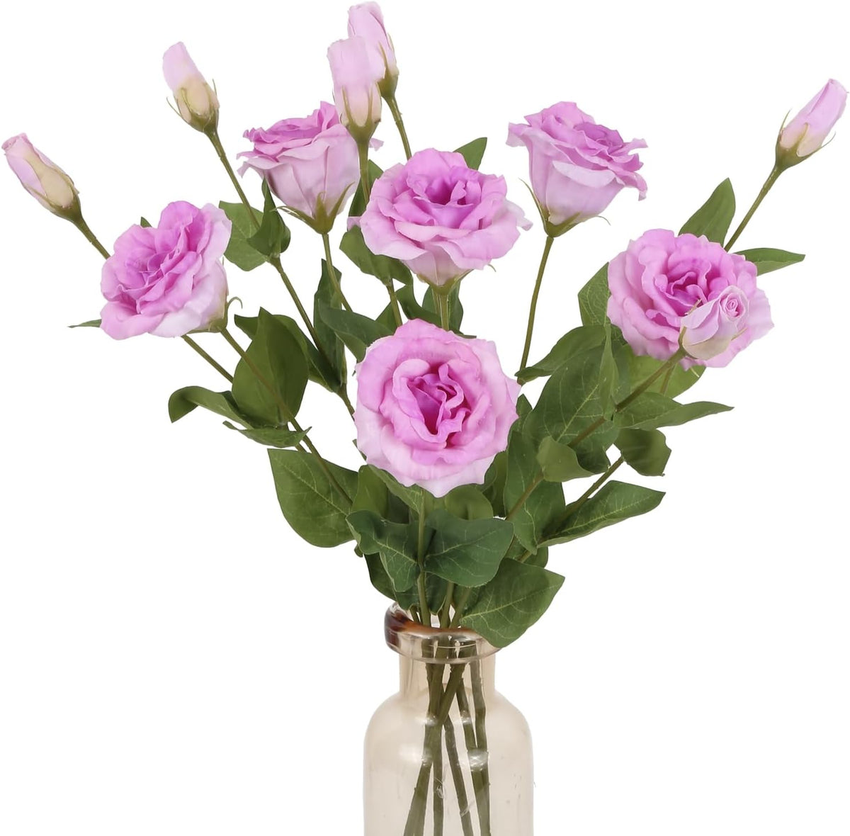 6PCS White Eustoma Lisianthus Artificial Flowers, 23.6" Real Touch Faux Lisianthus Flowers with Stems White Silk Flower for DIY Wedding Table Centerpiece Home Party Decor(White)