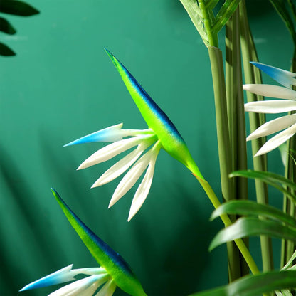 10 Pieces Bird of Paradise Artificial Plant 22 Inch Hawaiian Tropical Flowers Faux Flowers Bouquet Large Elegant Green Plant for Home Garden Decoration Office Wedding Decor Supplies (Red)