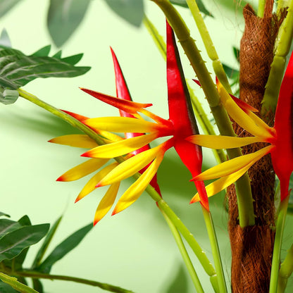 10 Pieces Bird of Paradise Artificial Plant 22 Inch Hawaiian Tropical Flowers Faux Flowers Bouquet Large Elegant Green Plant for Home Garden Decoration Office Wedding Decor Supplies (Red)