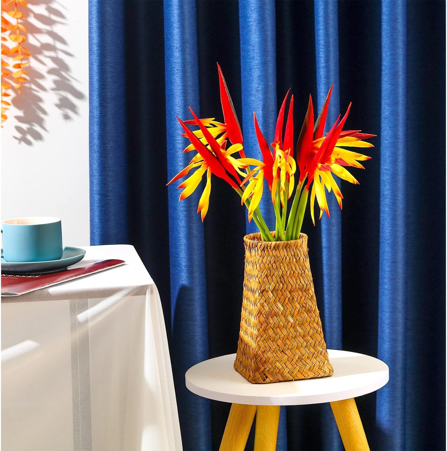10 Pieces Bird of Paradise Artificial Plant 22 Inch Hawaiian Tropical Flowers Faux Flowers Bouquet Large Elegant Green Plant for Home Garden Decoration Office Wedding Decor Supplies (Red)