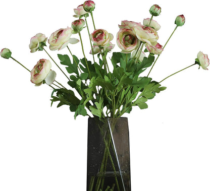 5 Stems Artificial Silk Ranunculus Flowers Orange 23" Tall,UV Resistant,Bendable Stems for Wedding Centerpieces,Home Deco（Orange）