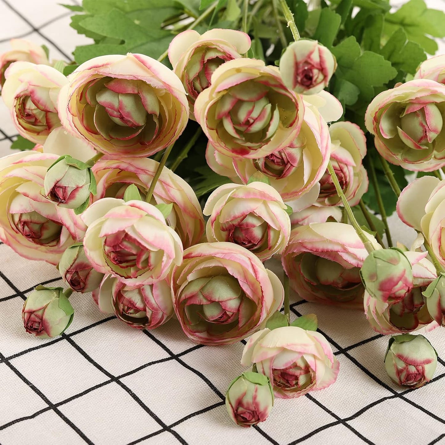 5 Stems Artificial Silk Ranunculus Flowers Orange 23" Tall,UV Resistant,Bendable Stems for Wedding Centerpieces,Home Deco（Orange）