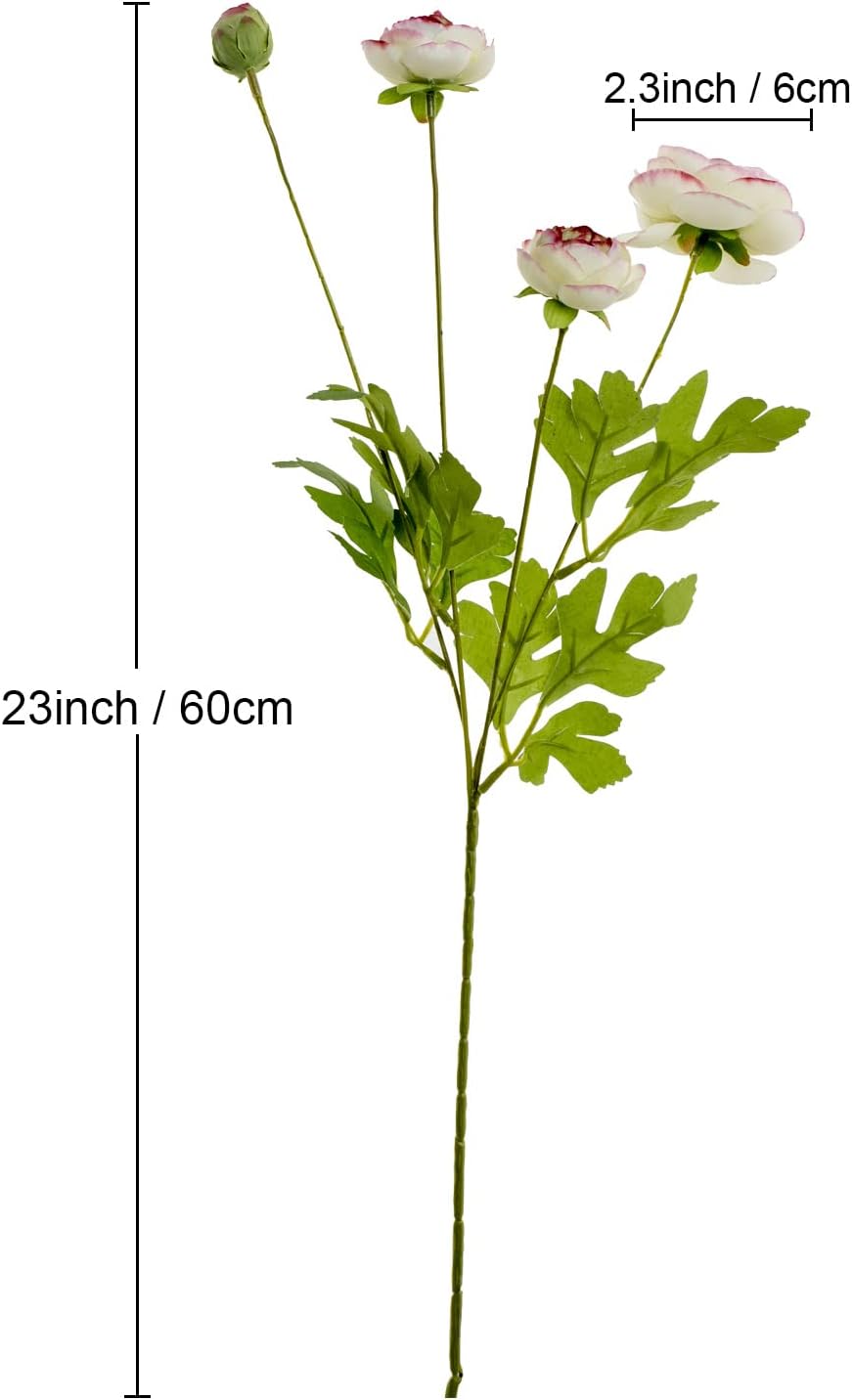 5 Stems Artificial Silk Ranunculus Flowers Orange 23" Tall,UV Resistant,Bendable Stems for Wedding Centerpieces,Home Deco（Orange）