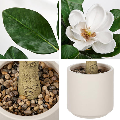 3 ft Artificial Magnolia Tree with White Flowers in Cream Pot