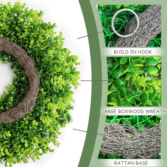 24 Inch Artificial Yellow Forsythia Wreaths Spring Summer Fall Wreath | Silk Leaves Wreath for Front Door Large Faux Forsythia Wreath for Farmhouse Wall Window Home Outdoor Decorations