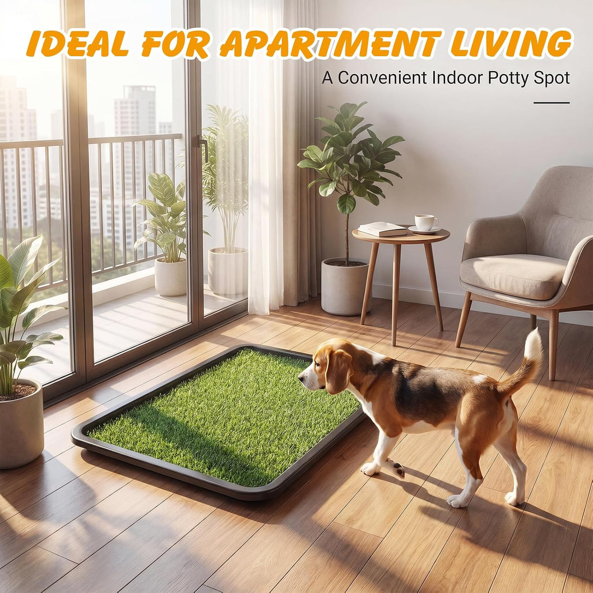 Dog Grass Pad with Tray, 30 x 20 in, 3-Layer Potty with 2 Grass Pads