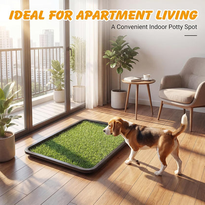 Dog Grass Pad with Tray, 30 x 20 in, 3-Layer Potty with 2 Grass Pads
