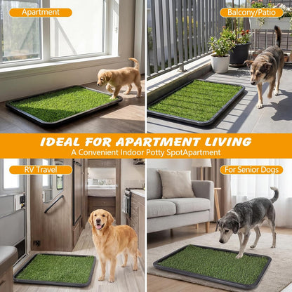 Dog Grass Pad with Tray, 30 x 20 in, 3-Layer Potty with 2 Grass Pads