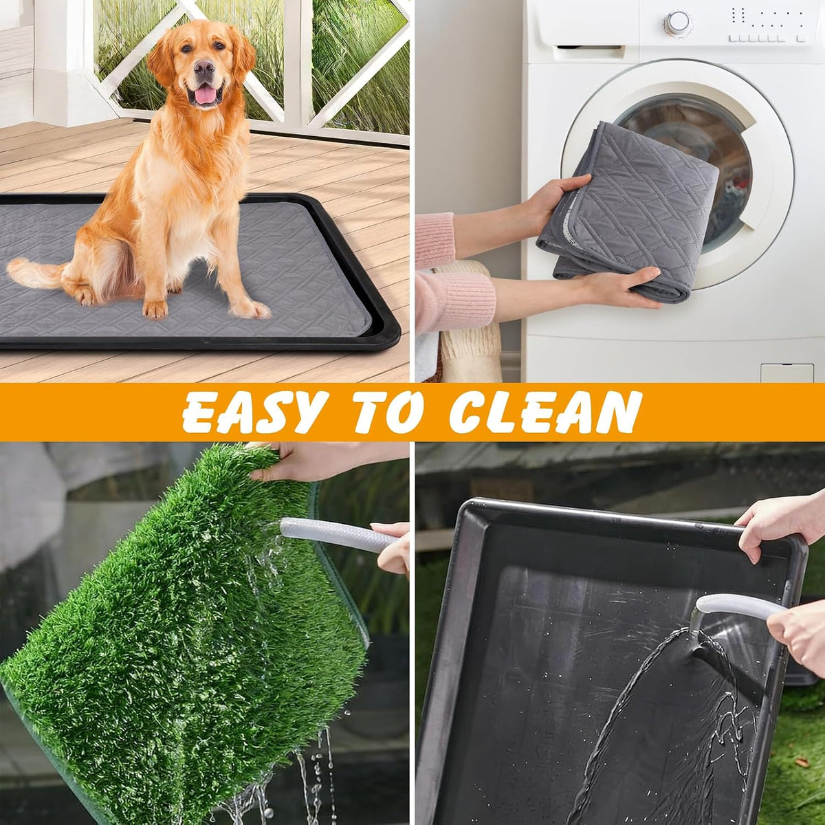 Dog Grass Pad with Tray, 30 x 20 in, 3-Layer Potty with 2 Grass Pads