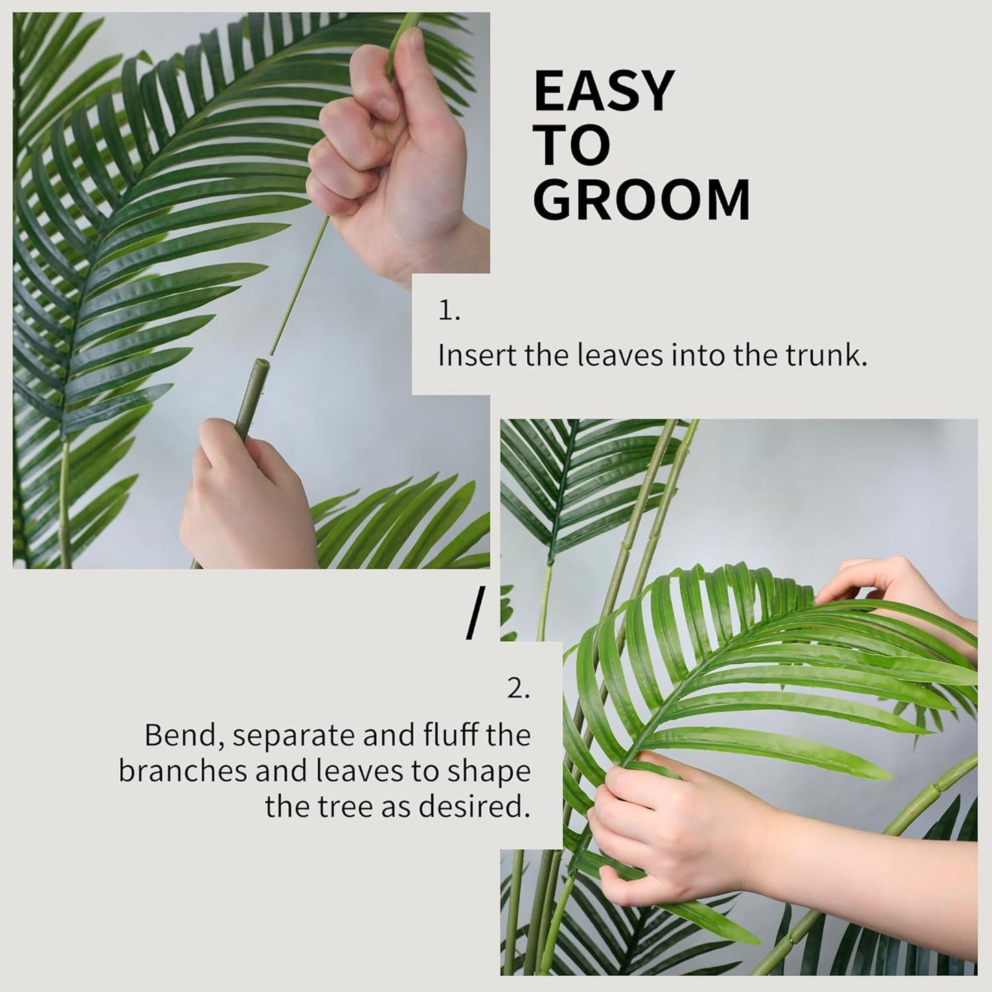 Garden 6ft Artificial Areca Palm Plant 2 Packs in Pot, Fake Cane Palm Silk Tree Indoor Outdoor, Dypsis Lutescens, 70in Lifelike Faux Silk Plant Home Decor