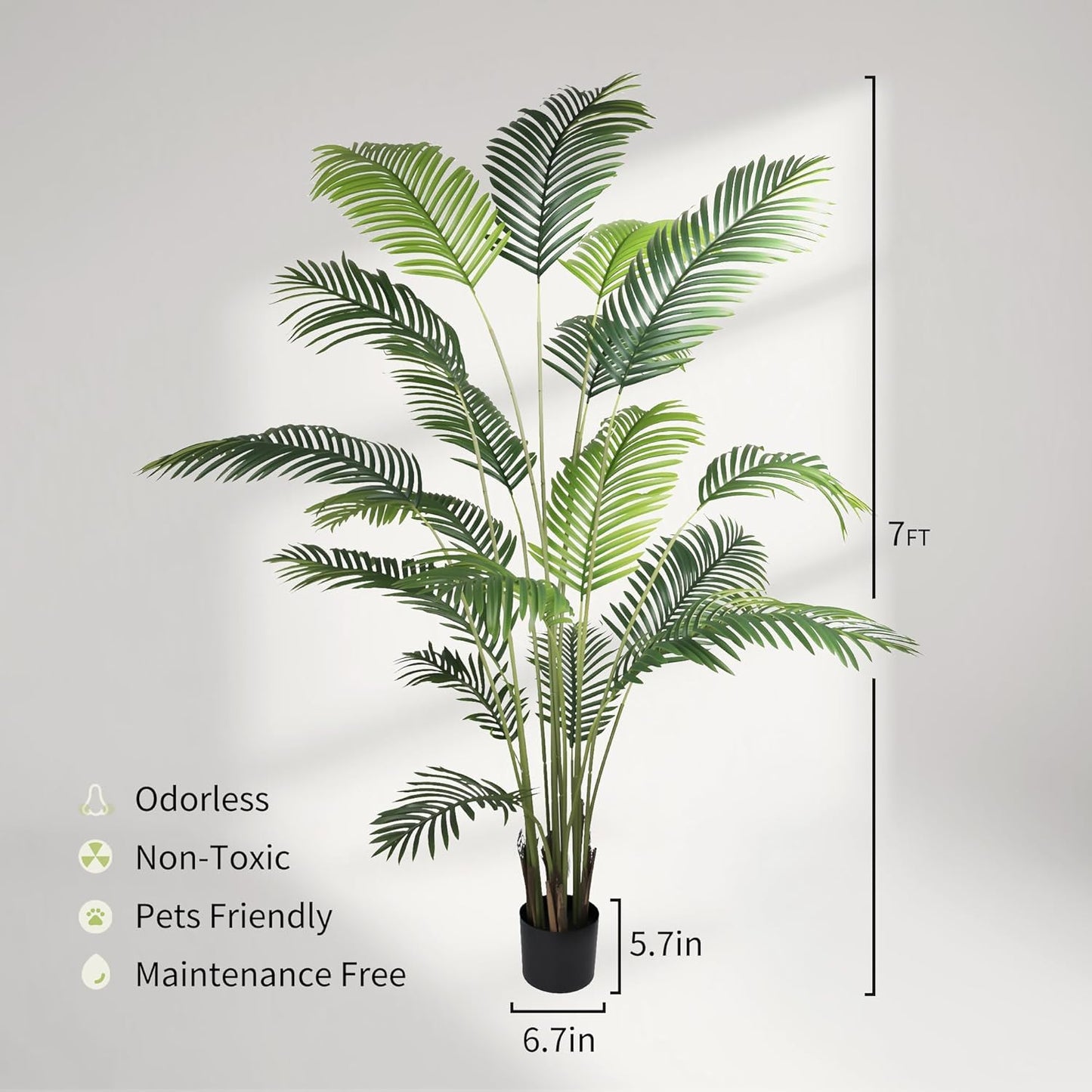 Garden 6ft Artificial Areca Palm Plant 2 Packs in Pot, Fake Cane Palm Silk Tree Indoor Outdoor, Dypsis Lutescens, 70in Lifelike Faux Silk Plant Home Decor
