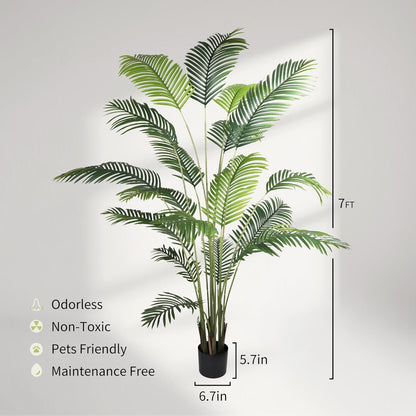 Garden 6ft Artificial Areca Palm Plant 2 Packs in Pot, Fake Cane Palm Silk Tree Indoor Outdoor, Dypsis Lutescens, 70in Lifelike Faux Silk Plant Home Decor