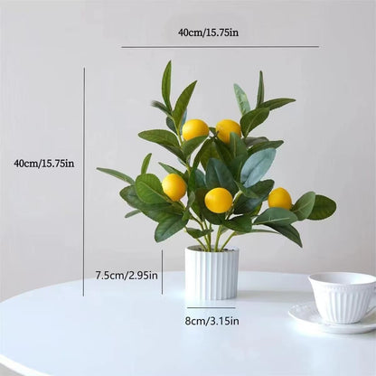 Artificial Lemon Tree in Pot, 15.7" Real Touch Faux Plant for Home Office Desk Decor, Perfect for Coastal Farmhouse Kitchen Living Room