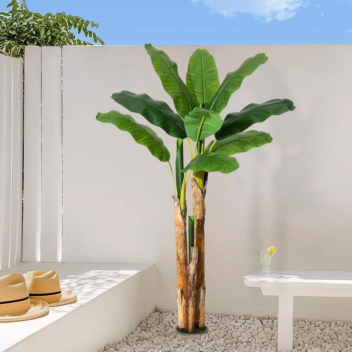 5 ft Artificial Banana Tree with Grey Planter