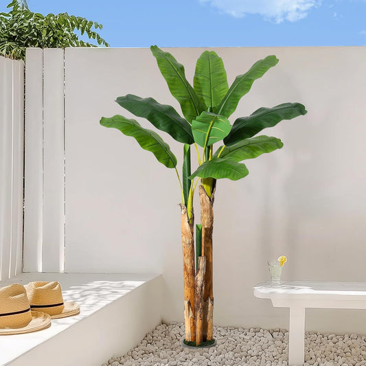 5 ft Artificial Banana Tree with Grey Planter