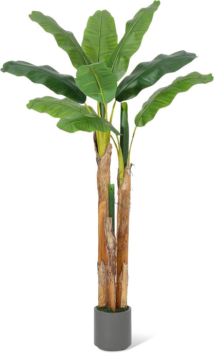 5 ft Artificial Banana Tree with Grey Planter