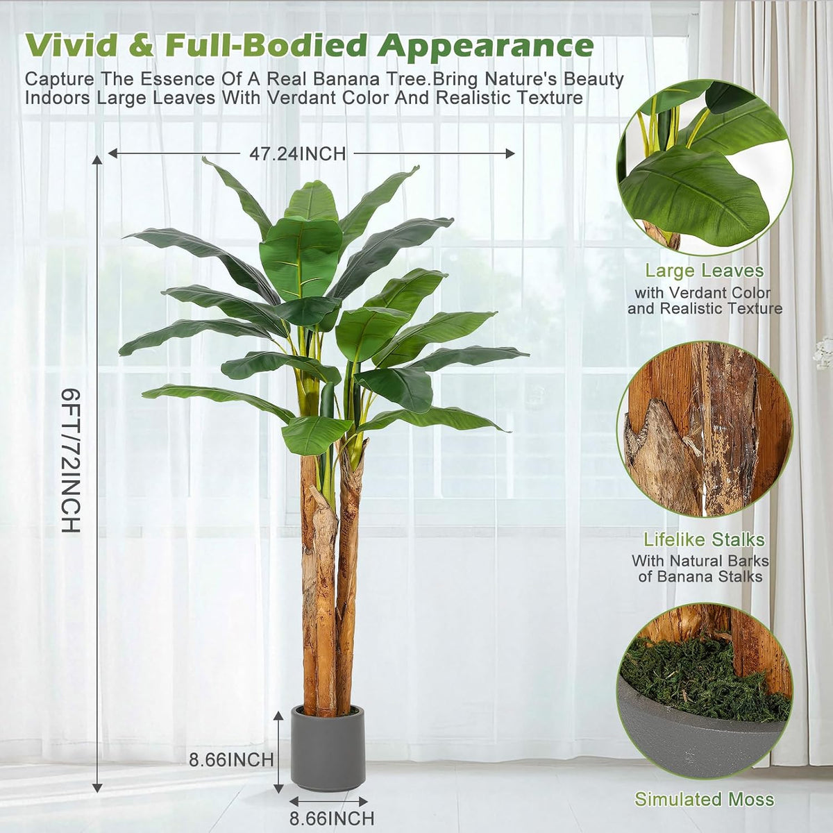 5 ft Artificial Banana Tree with Grey Planter