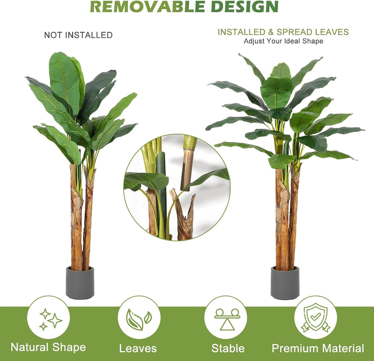 5 ft Artificial Banana Tree with Grey Planter
