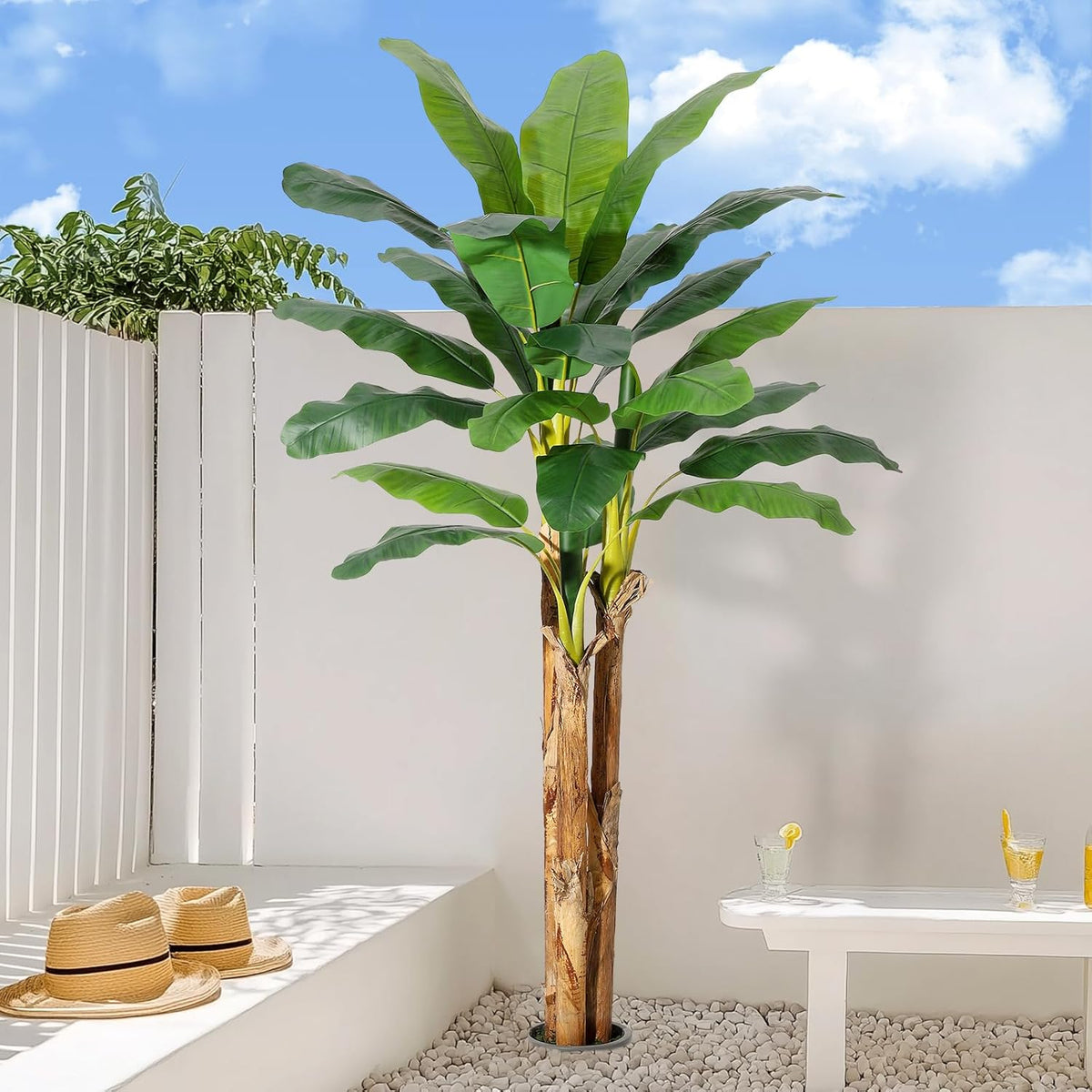 5 ft Artificial Banana Tree with Grey Planter