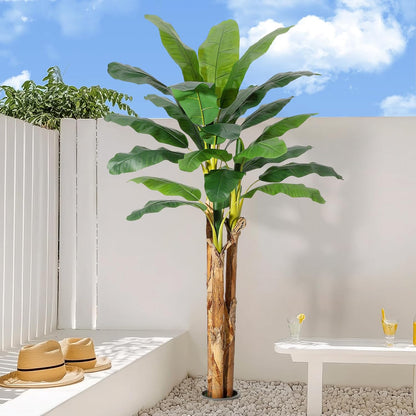 5 ft Artificial Banana Tree with Grey Planter