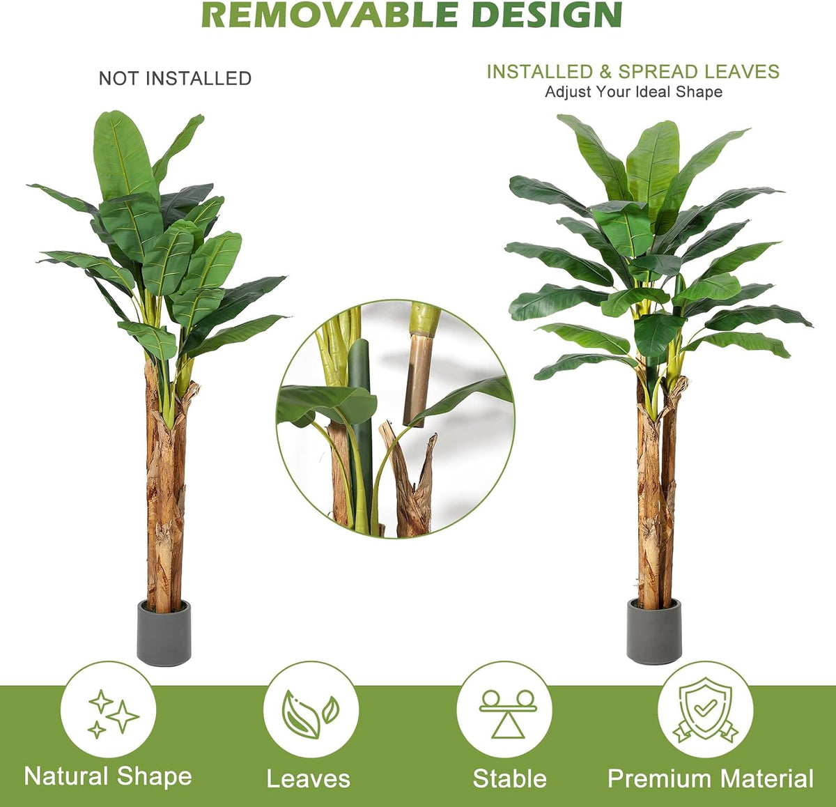 5 ft Artificial Banana Tree with Grey Planter