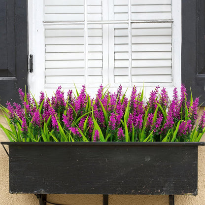 24 Bundles Artificial Flowers for Outdoors Fake Lavender, Fuchsia