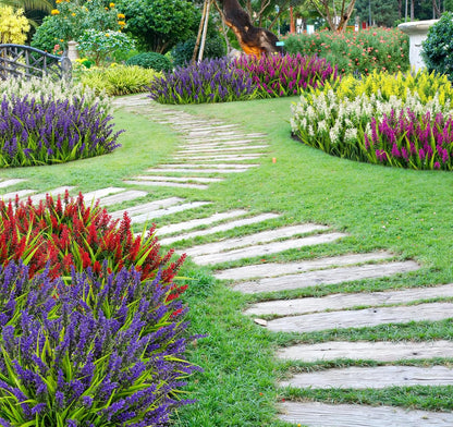 24 Bundles Artificial Flowers for Outdoors Fake Lavender, Fuchsia