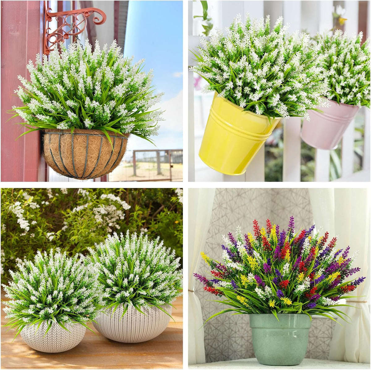 24 Bundles Artificial Flowers for Outdoors Fake Lavender, Fuchsia