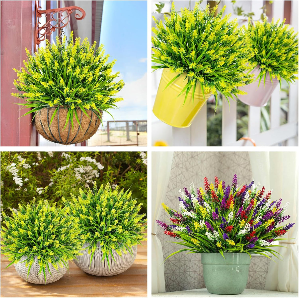 24 Bundles Artificial Flowers for Outdoors Fake Lavender, Fuchsia