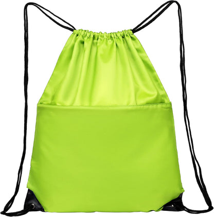 Drawstring Backpack Sports Water Resistant String Bag Sport Gym Sackpack for Women Men Large with Zipper, Yellow