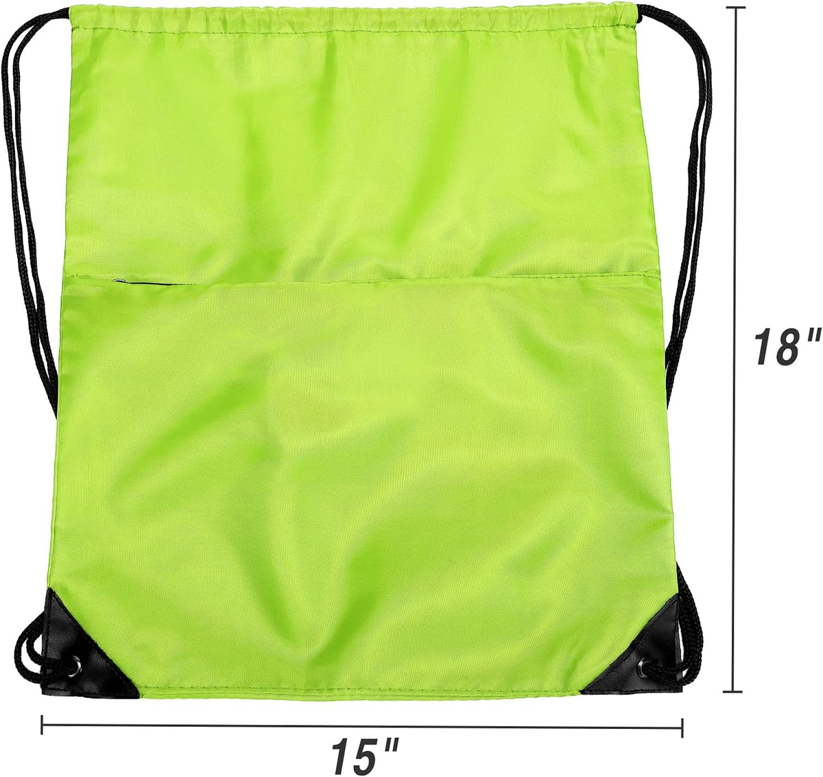 Drawstring Backpack Sports Water Resistant String Bag Sport Gym Sackpack for Women Men Large with Zipper, Yellow