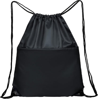 Drawstring Backpack Sports Water Resistant String Bag Sport Gym Sackpack for Women Men Large with Zipper, Yellow