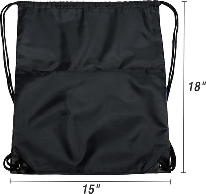 Drawstring Backpack Sports Water Resistant String Bag Sport Gym Sackpack for Women Men Large with Zipper, Yellow
