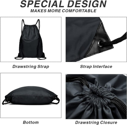 Drawstring Backpack Sports Water Resistant String Bag Sport Gym Sackpack for Women Men Large with Zipper, Yellow