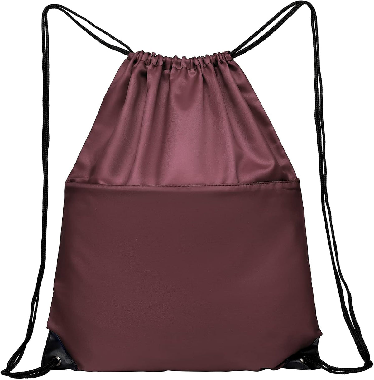 Drawstring Backpack Sports Water Resistant String Bag Sport Gym Sackpack for Women Men Large with Zipper, Yellow