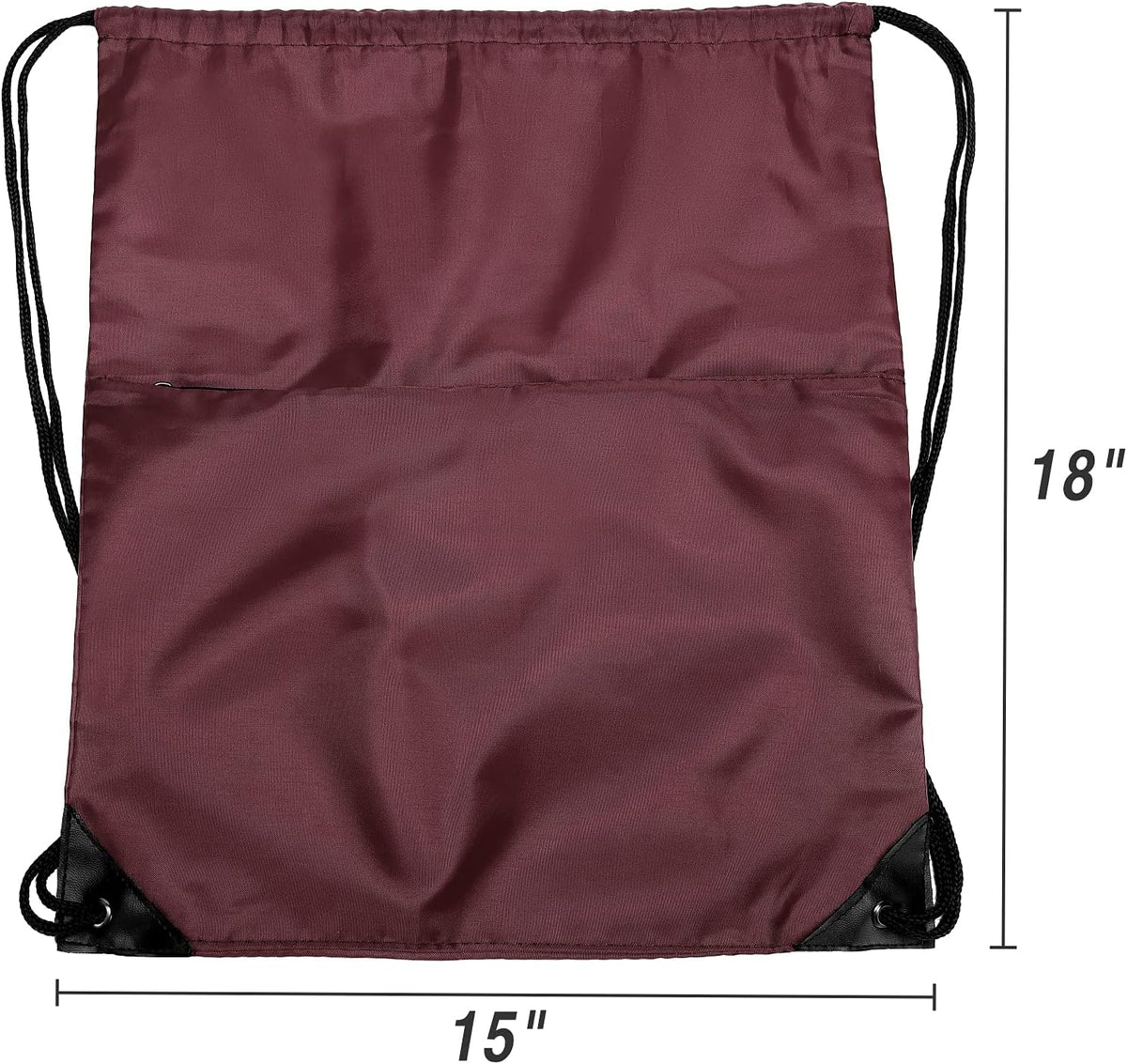 Drawstring Backpack Sports Water Resistant String Bag Sport Gym Sackpack for Women Men Large with Zipper, Yellow